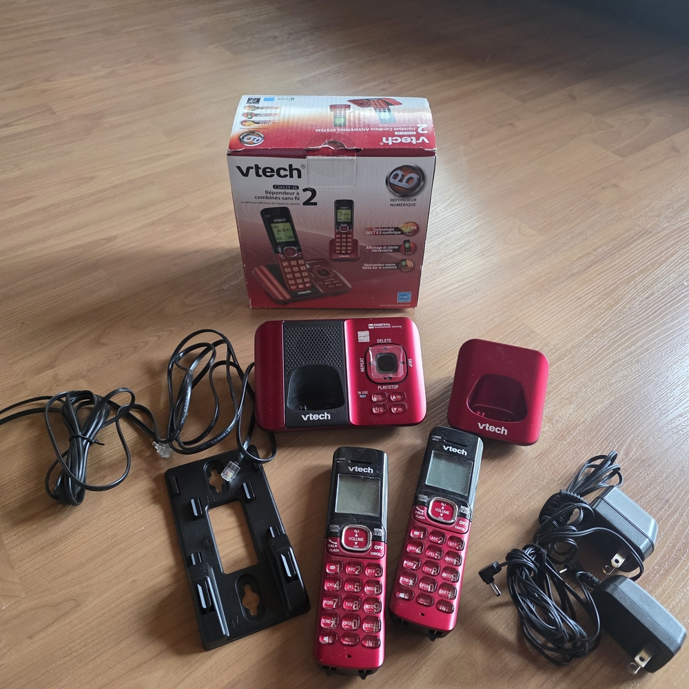 Red 2-Handset Cordless Phone System with Caller ID